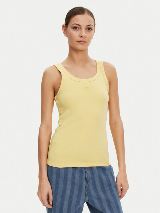 HUGO Top Datamia 50514489 Žltá Slim Fit