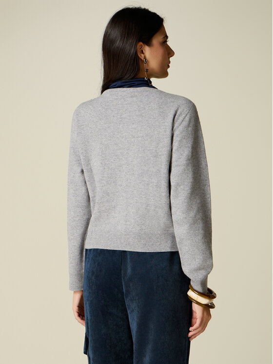 Oltre Oltre Kardigan M346J005601N013 Szary Regular Fit