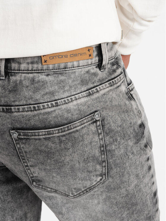 Ombre Ombre Jeansy OM-PADP-0133 Šedá Straight Leg