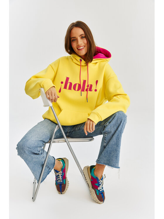 NAOKO NAOKO Mikina Hola Adios Žltá Oversize