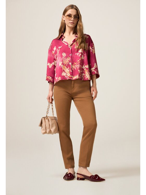 Oltre Oltre Pantaloni di tessuto P712R008484N012 Marrone Regular Fit