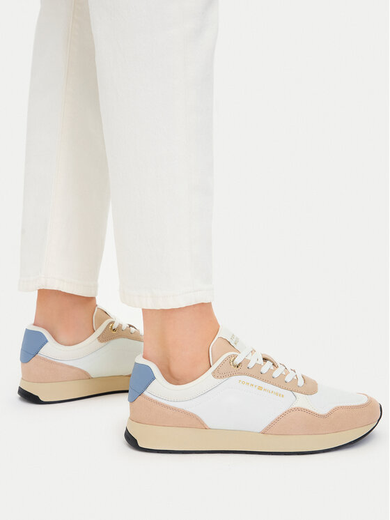 Tommy Hilfiger Tommy Hilfiger Sneakersy Mix Material Runner FW0FW08950 Écru