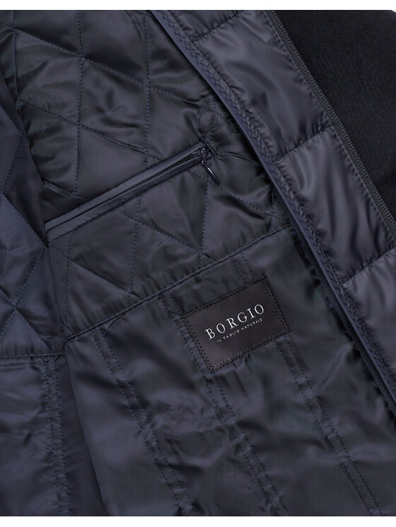 Borgio Borgio Płaszcz wełniany sferro Granatowy Slim Fit