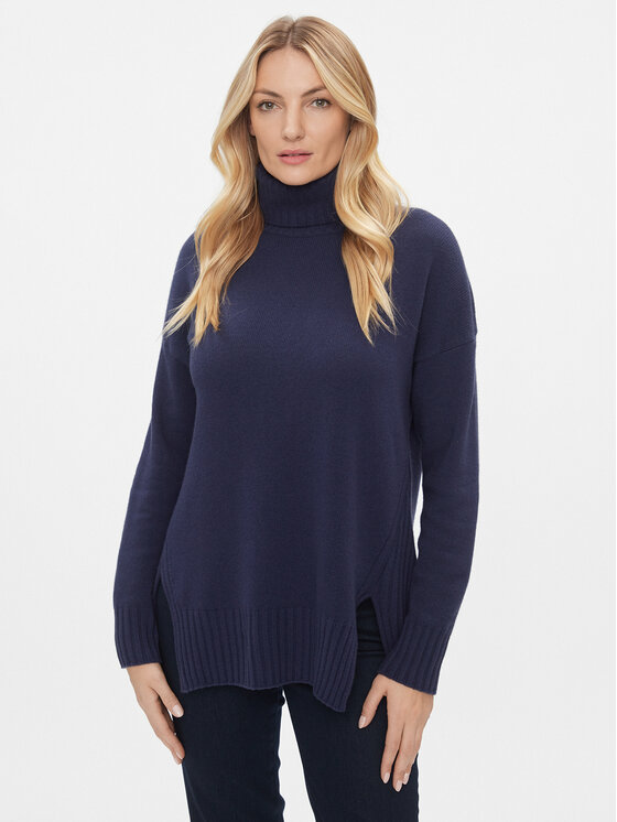 United Colors Of Benetton Bluză cu gât 1244D202H Bleumarin Regular Fit