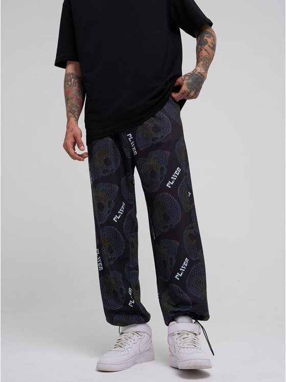 Spodnie materiałowe, rozmiar L, Czarne, Spodnie Dresowe Męskie Czarne Machinist Skull XL