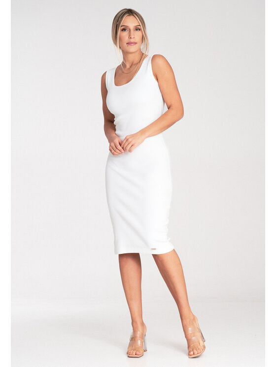 FIGL FIGL Sukienka codzienna M1053 Kremowy Fitted Fit