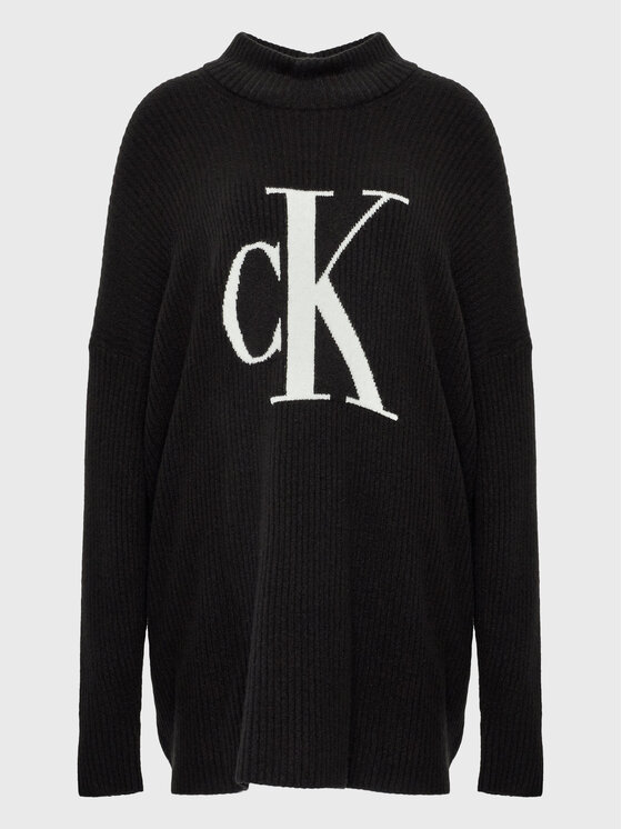 Calvin Klein Jeans Plus Bluză cu gât J20J220831 Negru Relaxed Fit Bluză imagine noua