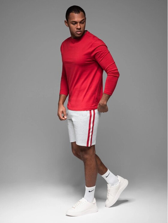 Ombre Ombre Šortky z materiálu OM-SRSK-0156 Šedá Regular Fit