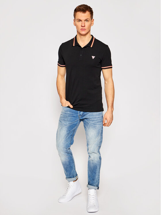 Guess Polo marškinėliai M1RP66 J1311 Juoda Extra Slim Fit • Modivo.lt