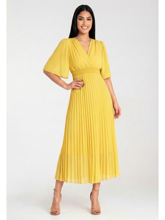 FIGL FIGL Sukienka wieczorowa M1294 Żółty Feminine Fit