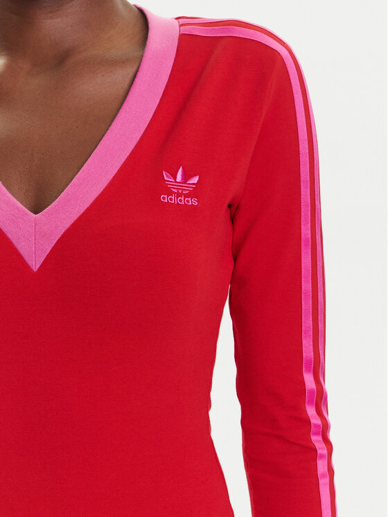 adidas adidas Každodenné šaty adicolor Classics 3-Stripes JW3668 Červená Slim Fit