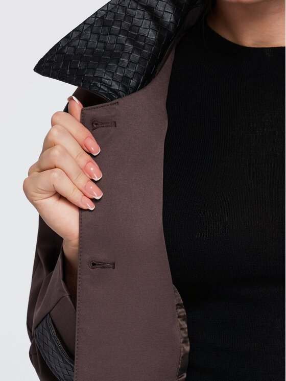 Ombre Ombre Płaszcz przejściowy OW-CT-E0025 Brązowy Regular Fit