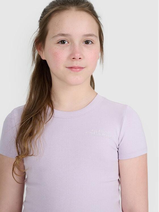 4F 4F T-Shirt BASIC+ Fioletowy jasny Slim Fit