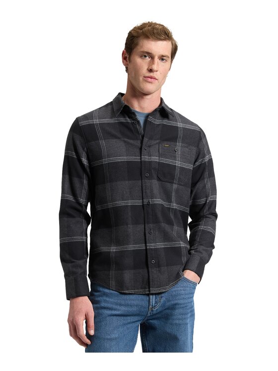 Lee Lee Koszula 112386400 Czarny Regular Fit