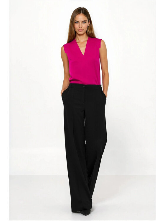 NIFE NIFE Kalhoty z materiálu SD131 Černá Loose Fit