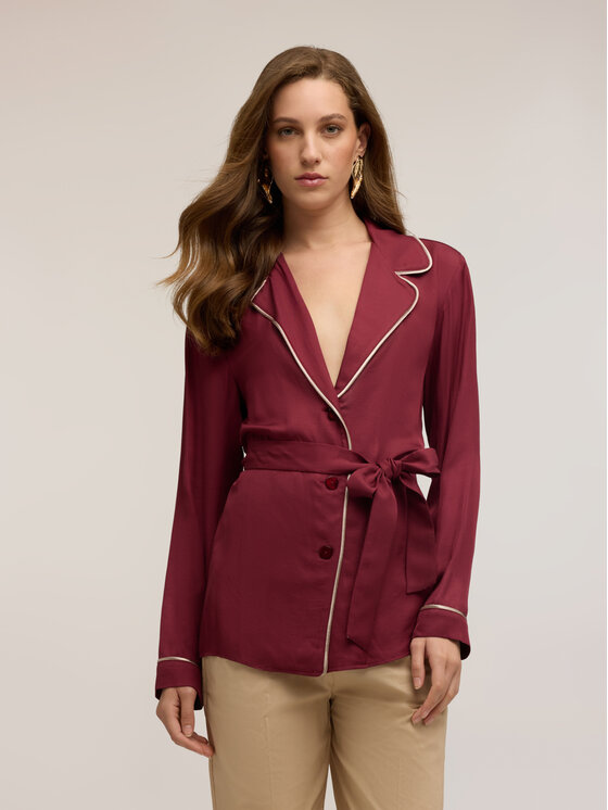 Motivi Motivi Koszula 5062Q201021N036 Bordowy Regular Fit