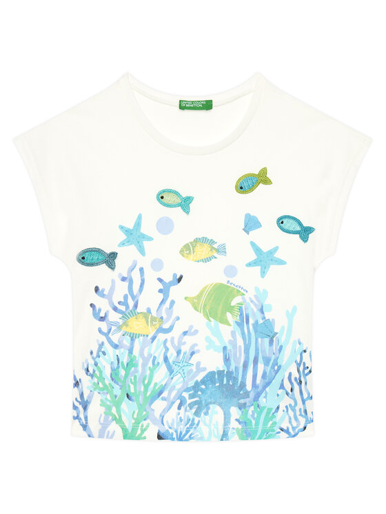 United Colors Of Benetton T-Shirt 3I1XG10JH Écru Regular Fit