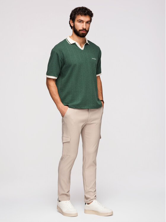 Ombre Ombre Spodnie materiałowe P1515 Szary jasny Regular Fit