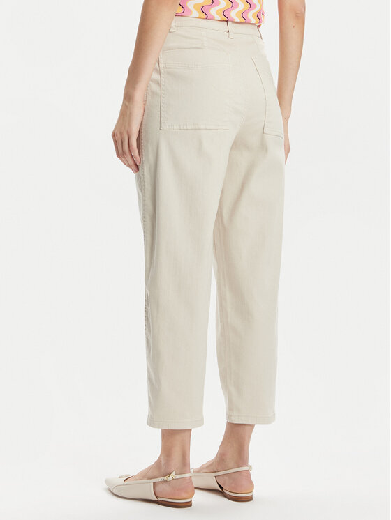 Marella Marella Spodnie materiałowe Gallo 2413131015 Écru Regular Fit