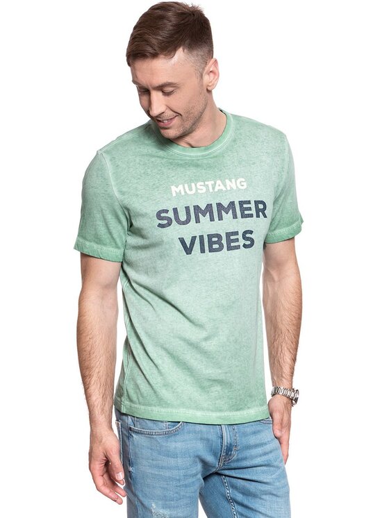 Mustang Mustang T-shirt ALEX C PRINT Verde Regular Fit