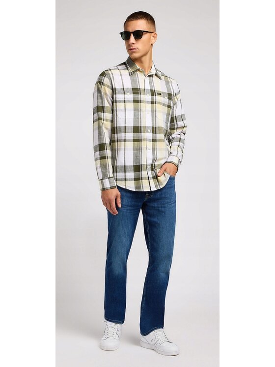Lee Lee Koszula WORKER SHIRT 2.5 Zielony Relaxed Fit