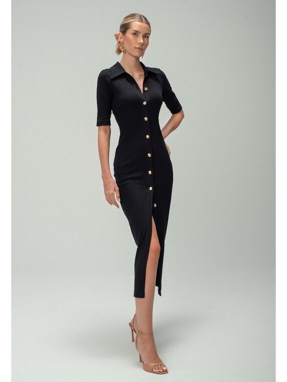 sax35th sax35th Sukienka dzianinowa VERA Czarny Slim Fit