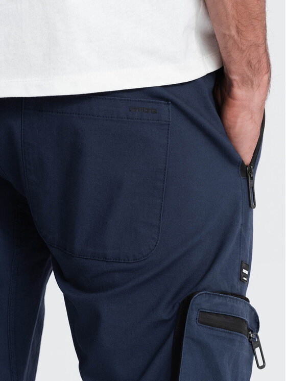 Ombre Ombre Joggery OM-PAJO-0135 Granatowy Cargo Fit