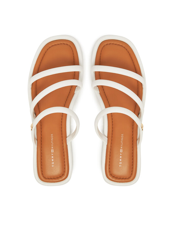 Tommy Hilfiger Tommy Hilfiger Şlapi Strappy Leather Mule FW0FW08939 Alb