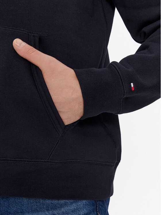 Tommy Hilfiger Tommy Hilfiger Majica dugih rukava Flag Hoody MW0MW37861 Tamnoplava Regular Fit