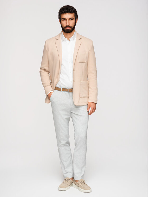 Ombre Ombre Marynarka M165 Beżowy Slim Fit
