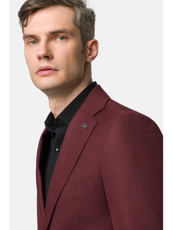 Lancerto Lancerto Garnitur Tabasco GA073123000018 Bordowy Slim Fit