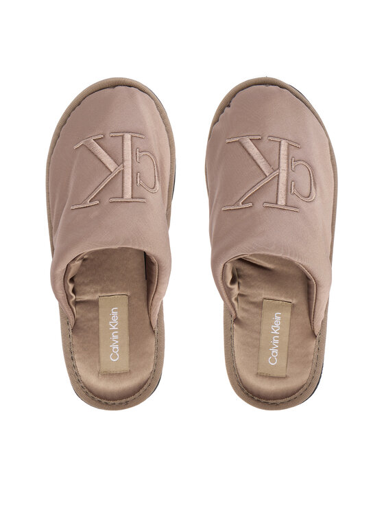 Calvin Klein Jeans Calvin Klein Jeans Kapcie Slipper Satin Moire YW0YW02053 Beżowy