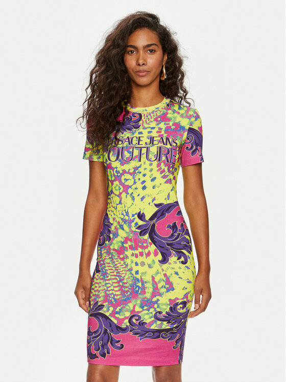 Versace Jeans Couture Rochie de zi 76HAO9P9 Galben Regular Fit