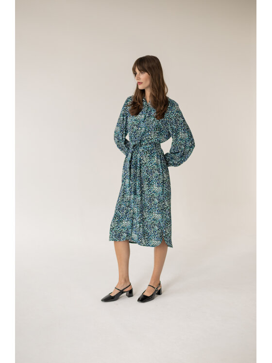 Entelier Entelier Sukienka koszulowa koszulowa midi Zielony Comfortable Fit