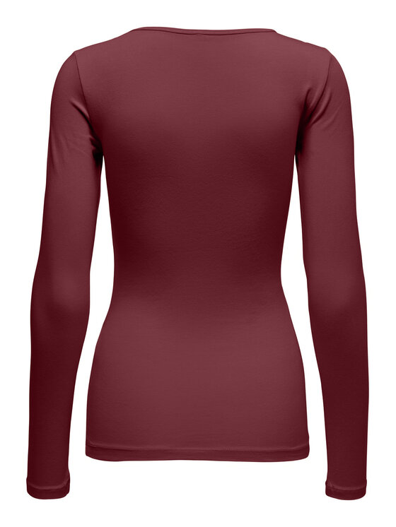 ONLY ONLY Majica Live Love 15204712 Tamnocrvena Stretch Fit