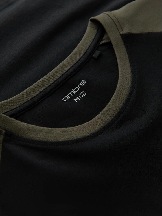 Ombre Ombre Longsleeve OM-LSCL-0105 Czarny Regular Fit
