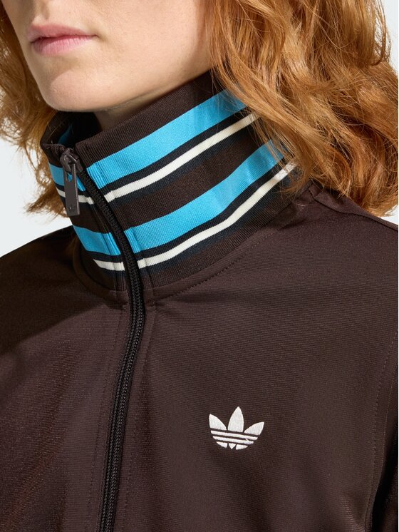 adidas adidas Bluza VINTAGE TT HIGH KNITTED RIBS Brązowy Slim Fit
