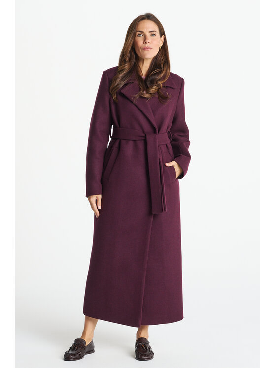 Salme Salme Płaszcz wełniany Verona maxi Fioletowy Regular Fit
