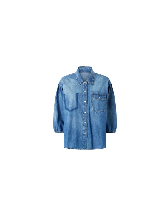 PINKO PINKO Koszula jeansowa Chobe camicia denim cotone Niebieski Cropped Fit