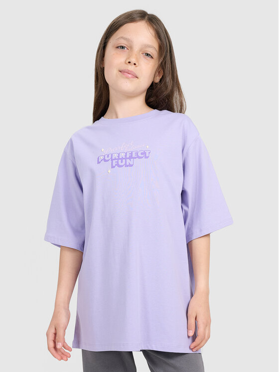 4F 4F T-Shirt KITTY JOGA Fioletowy jasny Oversize
