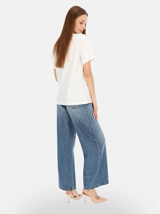 Potis & Verso Potis & Verso T-Shirt Roxa Biały Regular Fit