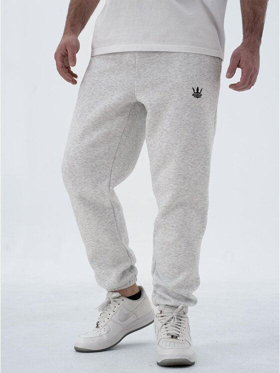 Jigga Wear Jigga Wear Spodnie dresowe Spodnie Dresowe Męskie Jasne Szare / Czarne Jigga Wear Small Crown L Szary Regular Fit