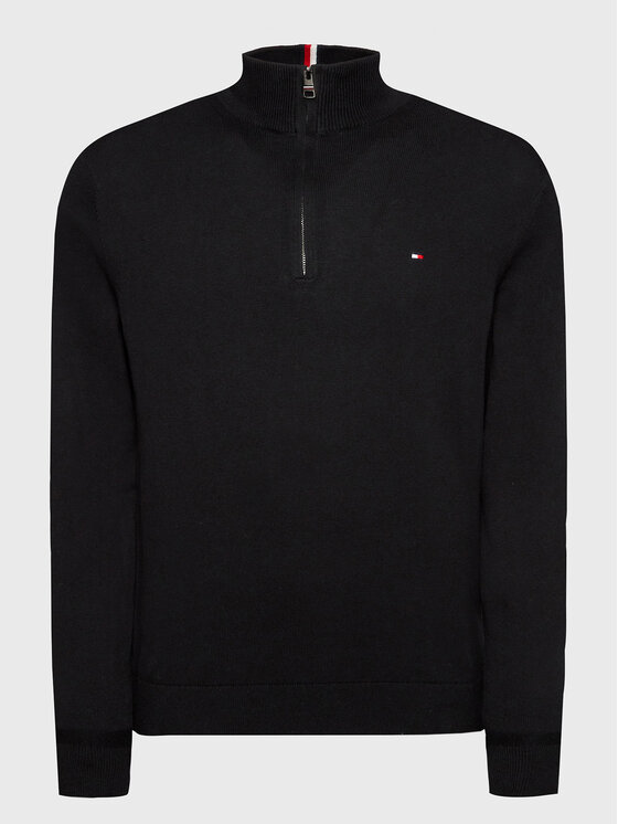 Tommy Hilfiger Tommy Hilfiger Sweter Pima MW0MW28049 Czarny Regular Fit