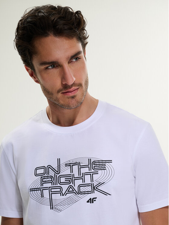 4F 4F T-Shirt MONOCHROME MOVEMENT Biały Regular Fit
