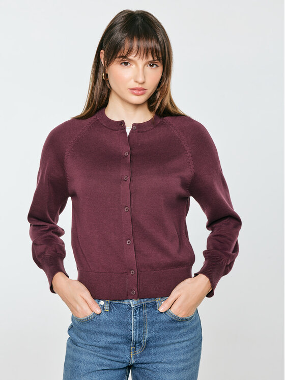 BIG STAR BIG STAR Kardigan KARINA Bordowy Basic Fit