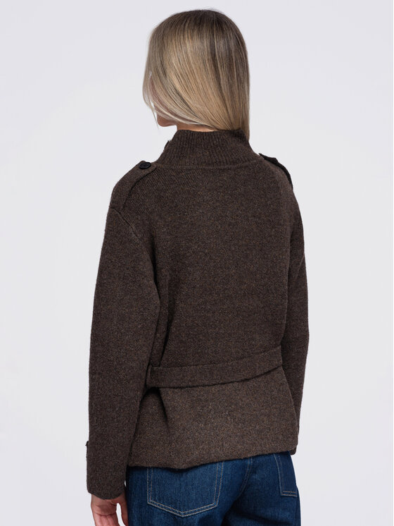 Ombre Ombre Sweter OW-SW-E0018 Brązowy Regular Fit