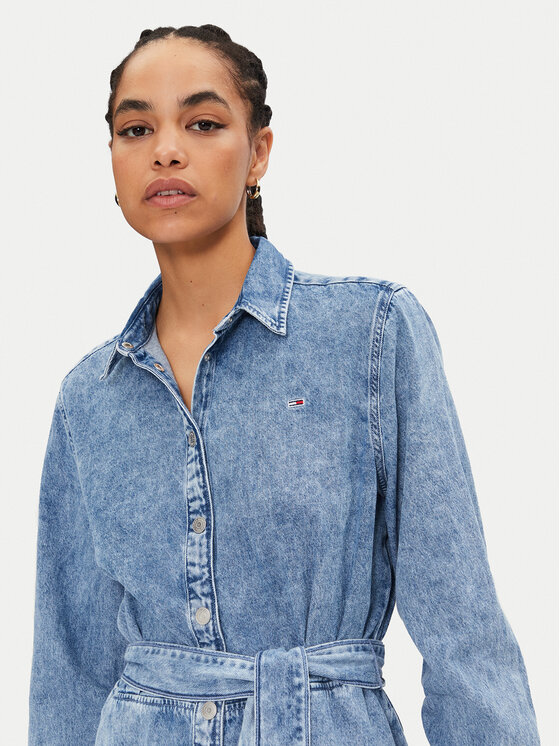 Tommy Jeans Tommy Jeans Džinsinė suknelė Chambray DW0DW19813 Mėlyna Regular Fit