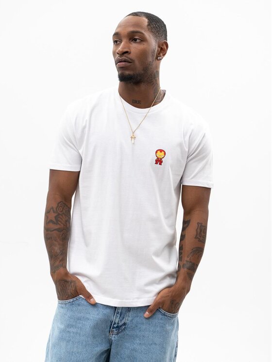 Marvel Marvel T-Shirt Koszulka Z Krótkim Rękawem Męska Biała Marvel Comics Iron Man L Biały Regular Fit