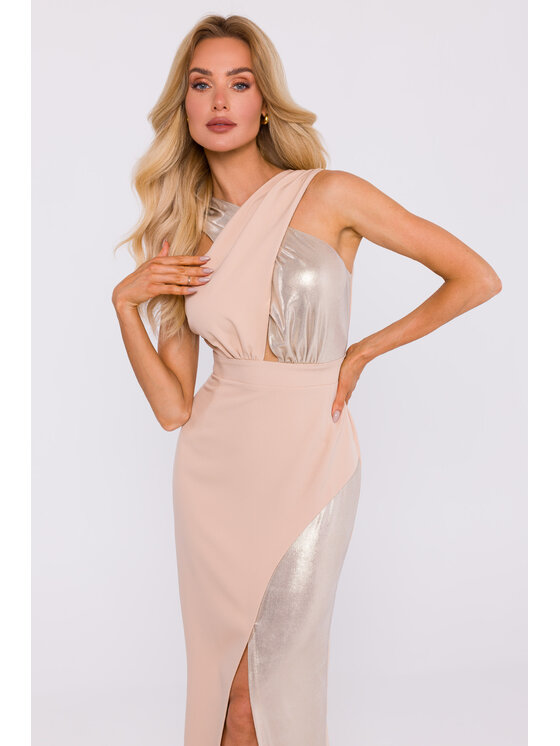 Made of Emotion Made of Emotion Sukienka wieczorowa M835 Beżowy Sexy Straight Fit