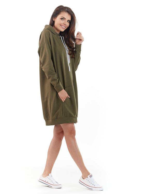 Awama Awama Vestito di maglia A212 Cachi Basic Fit